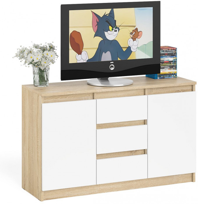 Мори Комод МК1200.3, дуб сонома/белый