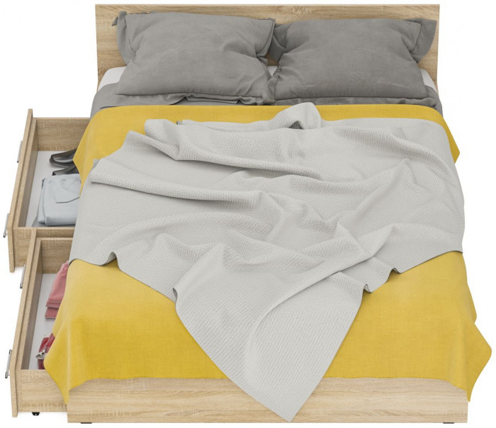 Стандарт Кровать с ящиками 1400, дуб сонома