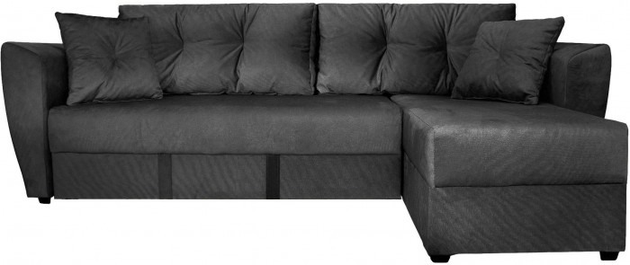 Диван-кровать угловой Амстердам Люкс, 150х200, еврокнижка, независимый пружинный блок, велюр, черный