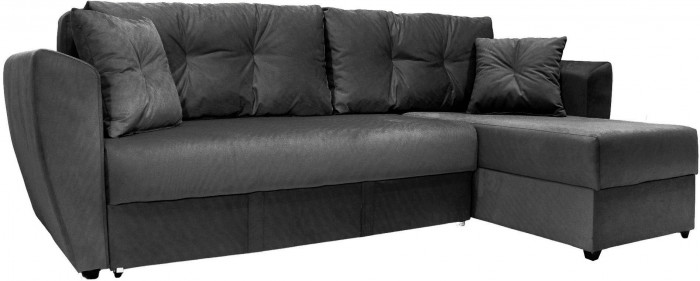 Диван-кровать угловой Амстердам Люкс, 150х200, еврокнижка, независимый пружинный блок, велюр, черный