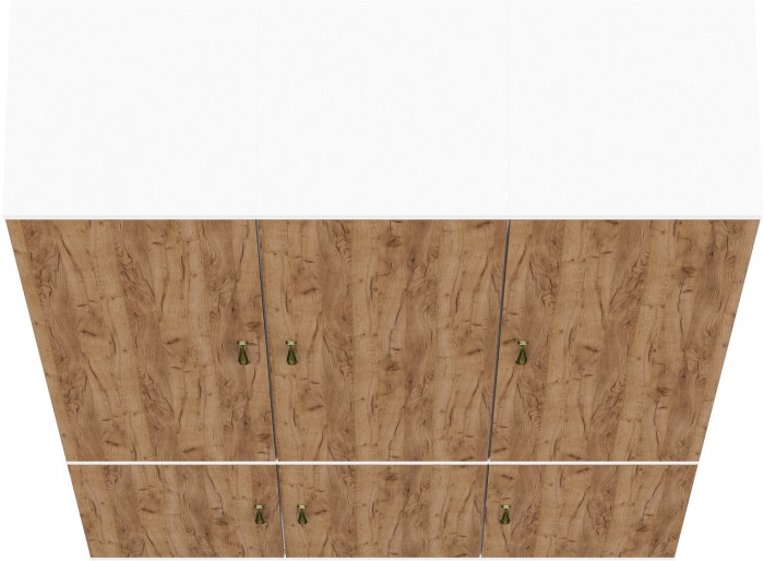 Лидер-8 Пенал МД 21Б 3 шт., цвет белый шагрень/крафт золото, ШхГхВ 120х37,5х190 см., универсальная сборка