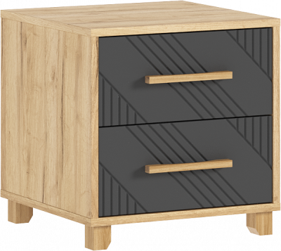 Ирис Тумбы прикроватные, браш графит/дуб крафт (2шт)