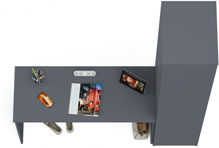 Мори Стол письменный МСП1200.1 + Пенал МШ400.1, цвет графит, ШхГхВ 160,8х50,4х209,6 см., универсальная сборка