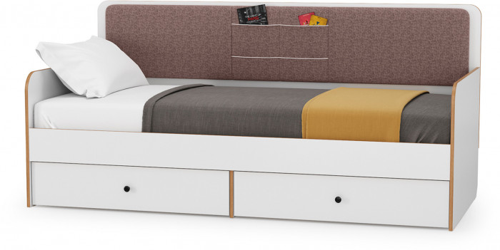 Вуди Компоновка № 39, цвет белый премиум/дуб крафт золотой/саванна латте, сп. м. 900х2000 мм., б/м, основание есть, матрас высотой до 200 мм.