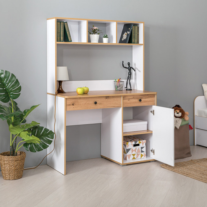 Вуди Компоновка № 39, цвет белый премиум/дуб крафт золотой/саванна латте, сп. м. 900х2000 мм., б/м, основание есть, матрас высотой до 200 мм.