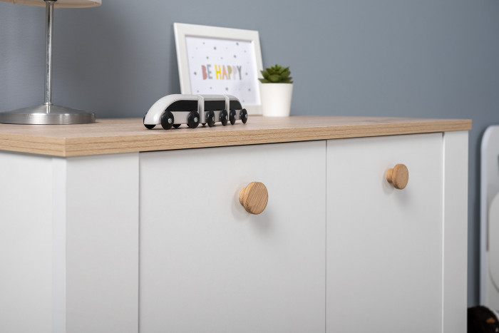 Джастин 16.228.02 Комод, цвет белый шагрень/дуб белый эксклюзив, ШхГхВ 76,6х39,2х75,3 см. (две дверки)