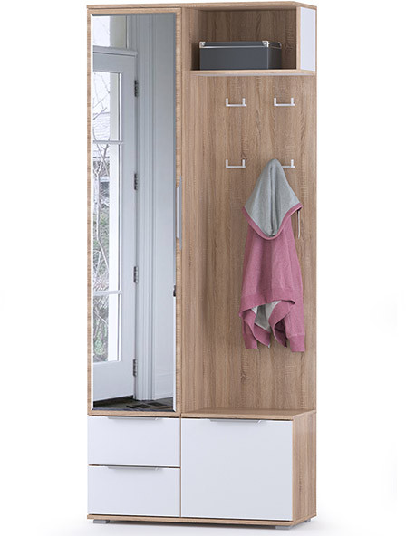 Куба Шкаф комбинированный 10.14, цвет дуб сонома/белый премиум, ШхГхВ 86,4х38,3х210,6 см., универсальная сборка