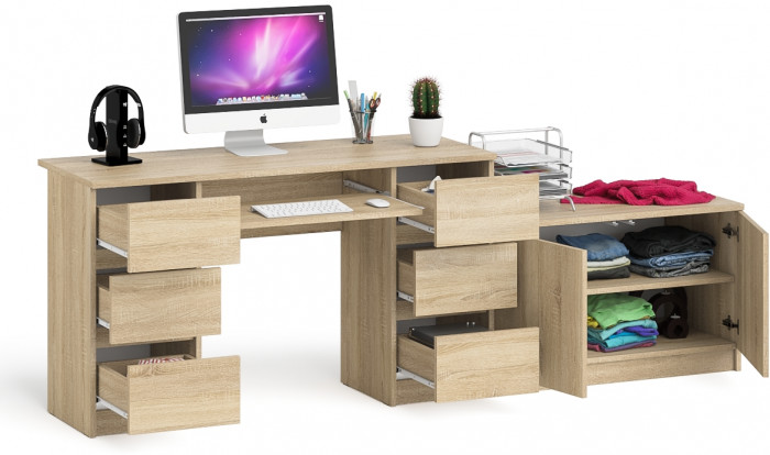 Мори компьютерный стол МС-2 + Тумба МА900.1, дуб сонома