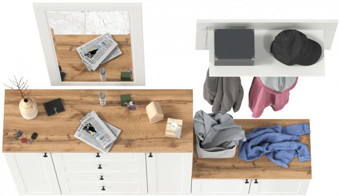 Остин Прихожая 50, белый шагрень/дуб крафт золотой