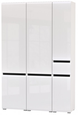 Сидней 13.200 Шкаф 2 штуки + Шкаф с ящиком 13.202, корпус: белый/чёрный/фасады: МДФ белый глянец