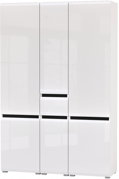 Сидней 13.200 Шкаф 2 штуки + Шкаф с ящиком 13.202, корпус: белый/чёрный/фасады: МДФ белый глянец