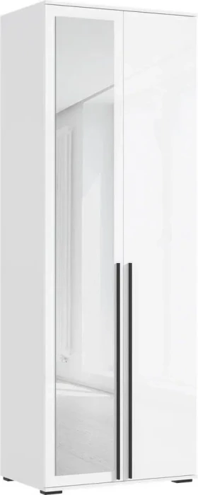 Норд Шкаф 2-х створчатый 800 с зеркалом, Белый глянец/Белый