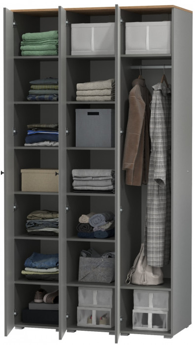 Остин 13.225 Шкаф-пенал 3 шт., серый графит/дуб крафт золотой