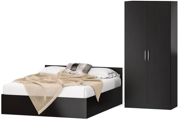 Кровать с ящиками 1600 + Шкаф 2-х створчатый Стандарт, венге