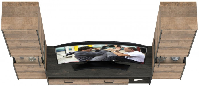 Трувор Гостиная 018, цвет дуб гранж песочный/интра, ШхГхВ 239,4х45,4х210 см., универсальная сборка