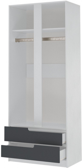 Шкаф 2-х створчатый Гавана, Белый/Графит серый
