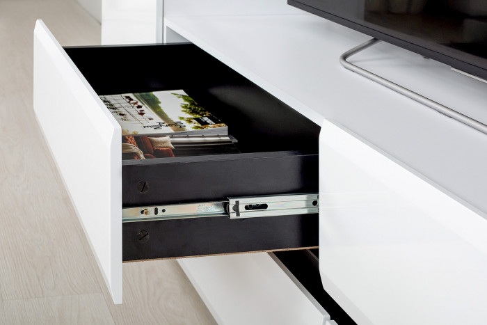 Сидней Комплектация № 046, корпус белый/чёрный/фасады МДФ белый глянец