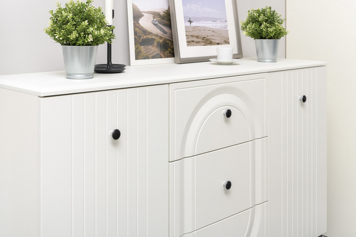 Валенсия Гостиная № 106, ЛДСП белый шагрень/МДФ белый шагрень