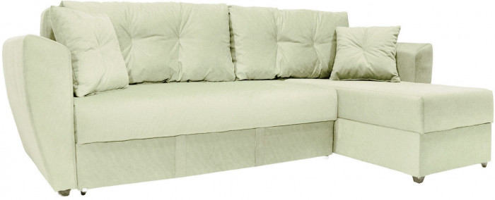 Диван-кровать угловой Амстердам Люкс, 160х200, еврокнижка, независимый пружинный блок, велюр, бежевый