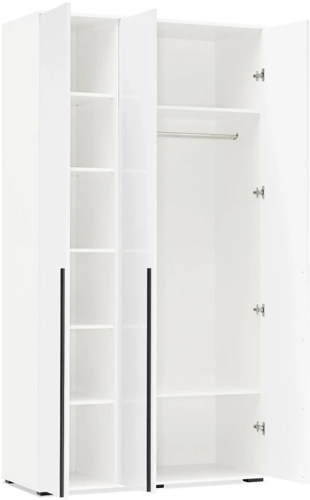 Норд Шкаф 3-х створчатый 1200 с 3-мя зеркалами, Белый глянец/Белый