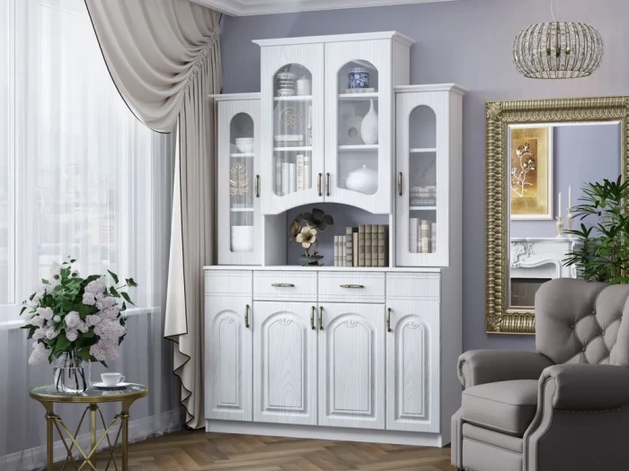 Буфет 4-х створчатый Ясень патина/Белый (МДФ)