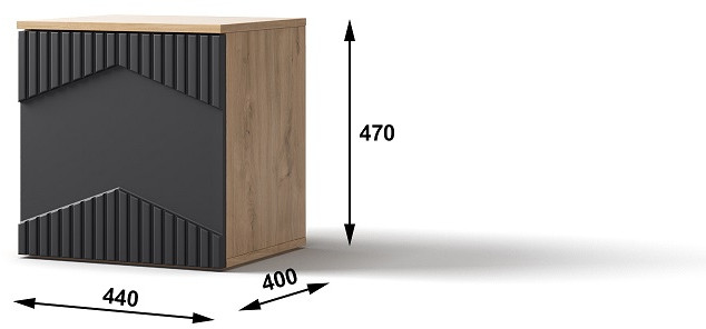 Тумба прикроватная (левое исп.) "Оливия" - Дуб наварра/Шагрень черная