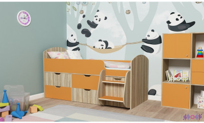 Кровать-чердак Малыш 7 (Дуб молочный/Винтерберг)