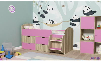 Кровать-чердак Малыш 7 (Дуб молочный/Винтерберг)