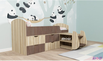 Кровать-чердак Малыш 7 (Дуб молочный/Винтерберг)