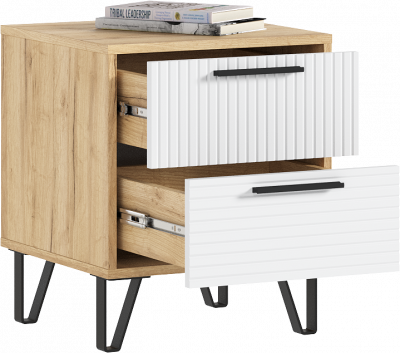 Флэш Тумбы прикроватные, браш вайт/дуб крафт (2шт)