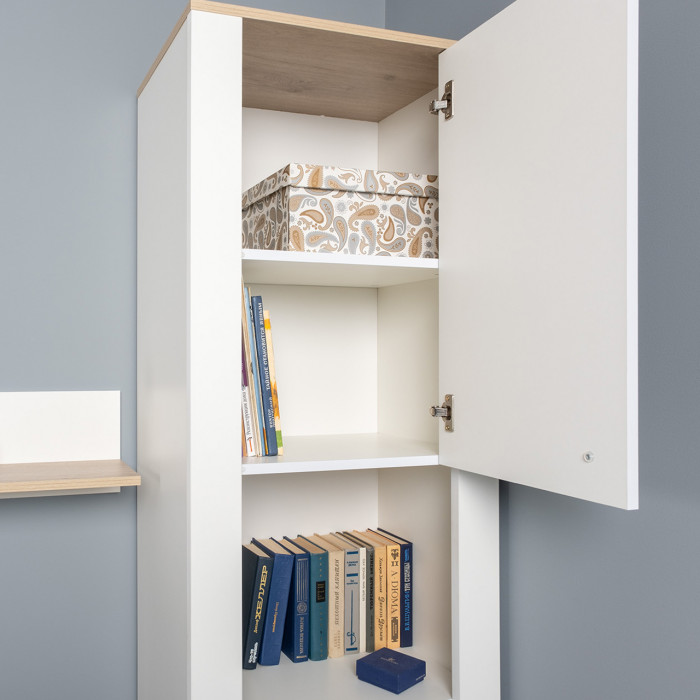 Джастин 16.306 Шкаф торцевой, цвет белый шагрень/дуб белый эксклюзив, ШхГхВ 54,8х38,9х225,7 см., универсальная сборка