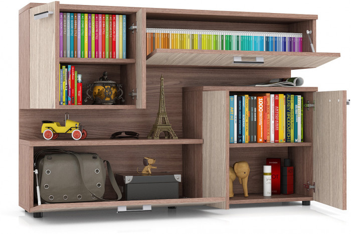 Тумба ТВ С-МД-С1-1400, цвет ясень шимо светлый/ясень шимо тёмный, ШхГхВ 140х30х93 см., НЕ универсальная сборка