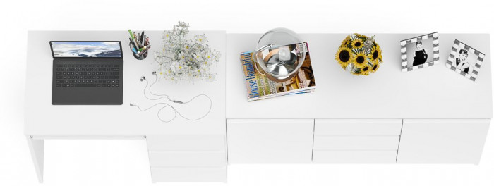 Мори Стол компьютерный МС-6 правый + Комод МК1200.3, цвет белый, ШхГхВ 210,4х50х76,6 см., выдвижные ящики справа, НЕ универсальная сборка