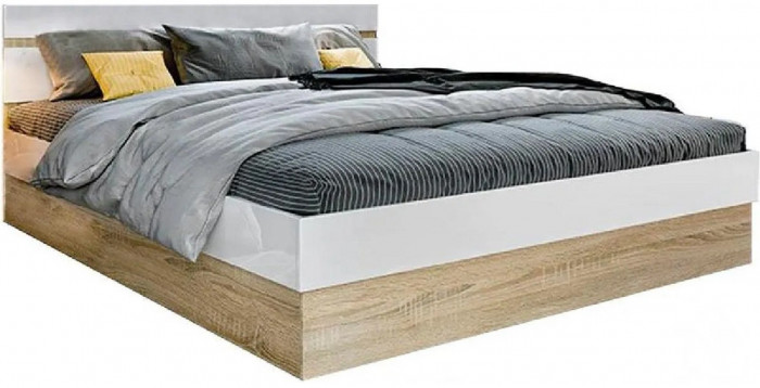 Ким Кровать 140 (Белый глянец, Венге)