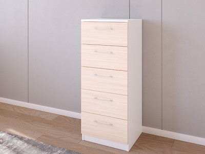 Комод 02/23 45х40х110 Белый/Дуб молочный