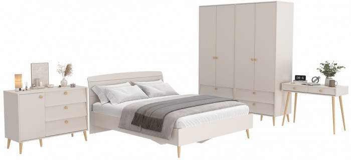 Афина Спальня 19-1600, цвет кашемир серый, сп.м. 1600х2000 мм., б/м, основание есть - фанера