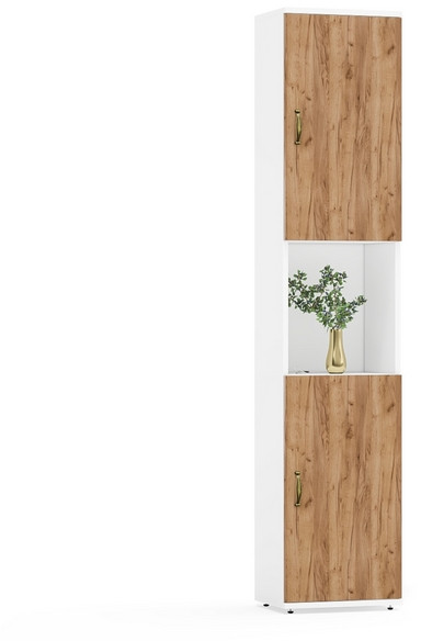 Лидер-8 Модуль Пенал, белый шагрень/крафт золото