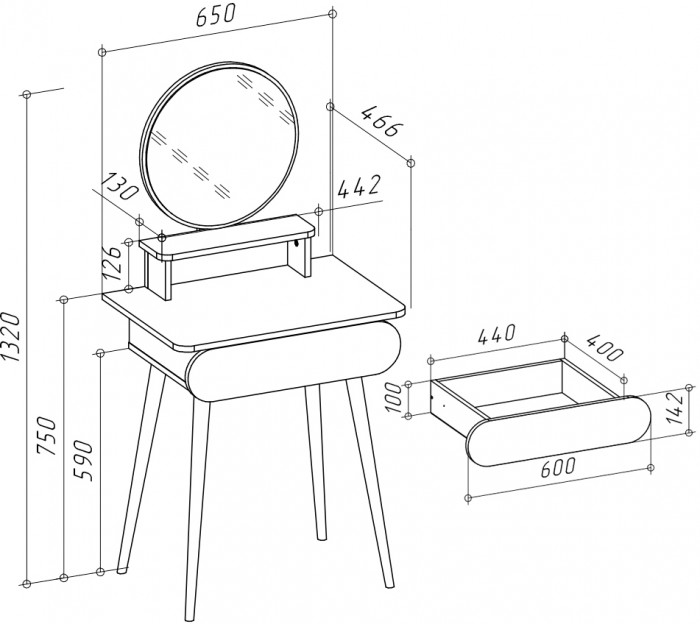 Трюмо 4-25920бел, белый
