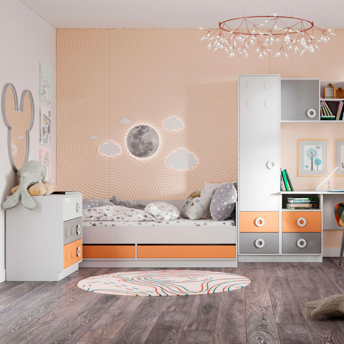 ТУРБО ПН 01 Пенал с 2мя ящиками (450х2000х497) корпус белый/шарли кашемир/терракота/белый супермат