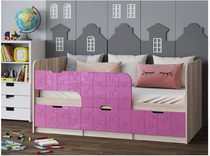 Детская кровать Юниор-9, 80х160 (Лайм глянец, Ясень шимо светлый)