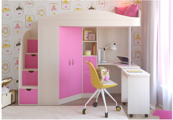 Кровать-чердак Юниор 4 (Винтерберг/Оранжевый)