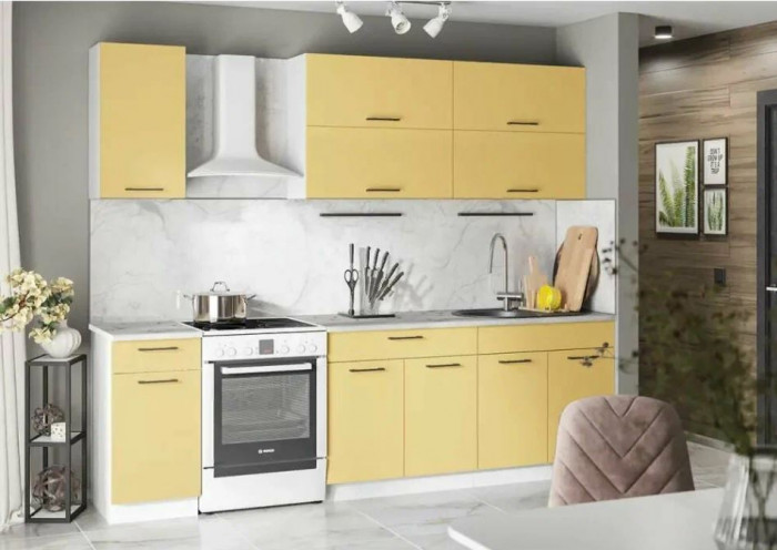 кухня Ника-1 белый/софт шафран