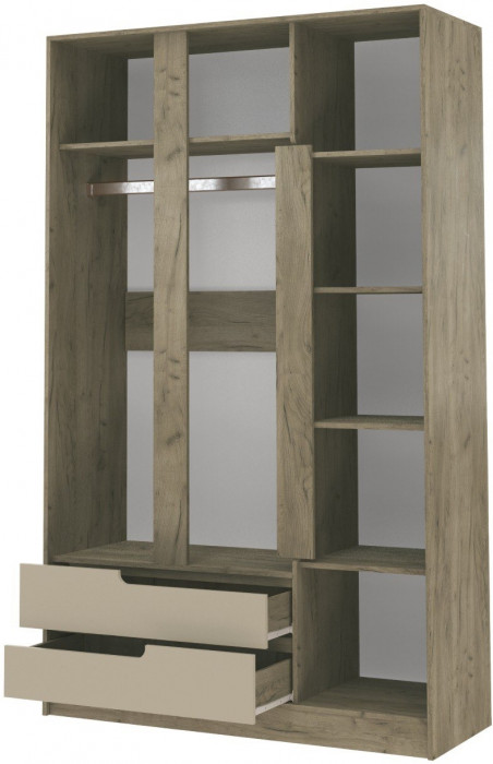 Шкаф 3-х створчатый Гавана, Крафт серый/Кашемир