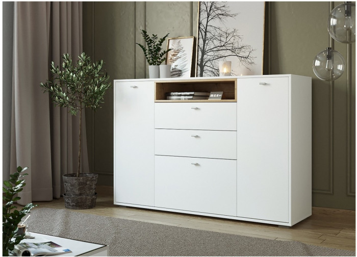 Комод Ланс К303, Белый/Дуб Бунратти