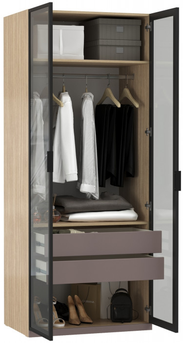 Амьен Шкаф-витрина 16.395, плейн/веллюто капучино