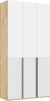 Марвэл Шкаф 3-х створчатый 1200, Браш Вайт, Дуб Крафт