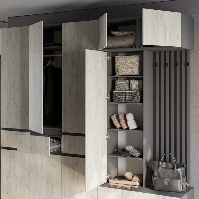 Прихожая "Багира" ПР-03 Графит/Крафт белый