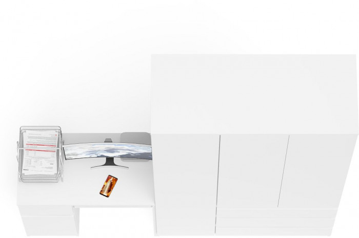 Мори компьютерный стол МС-1 левый + Шкаф МШ1200.1, белый