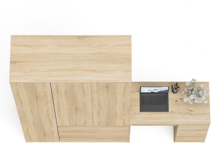 Мори компьютерный стол МС-6 правый + Шкаф МШ1200.1, дуб сонома