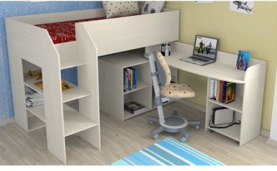 Детская кровать-чердак Теремок-2, Дуб молочный